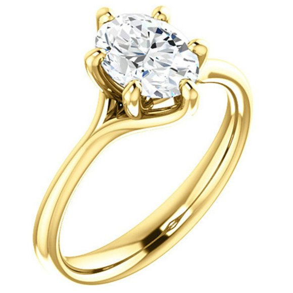 3.0Ct-10x8mm 6 Prong Trellis Oval Solitaire Moissanite Engagement Ring - Picture 6 of 6